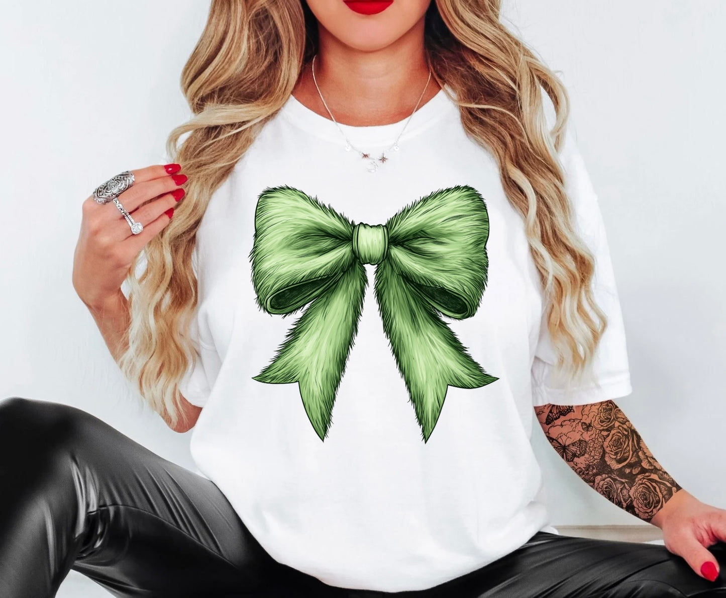 Green Fur Bow