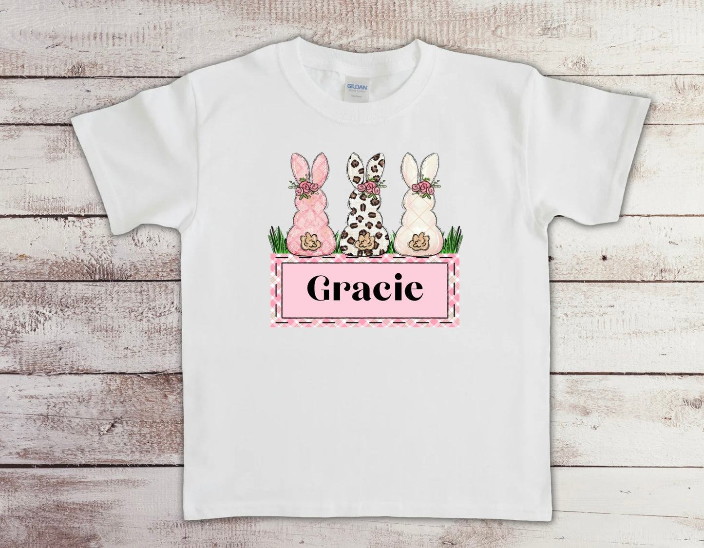 Three Bunnies with Pink Frame - Customized