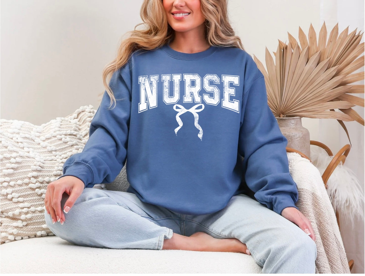Nurse - White Distressed Bow