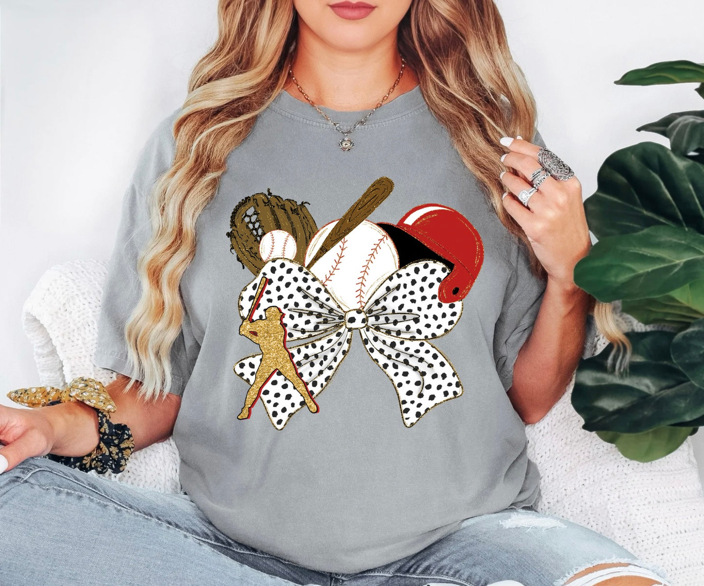 Polka Dotted Baseball Bow