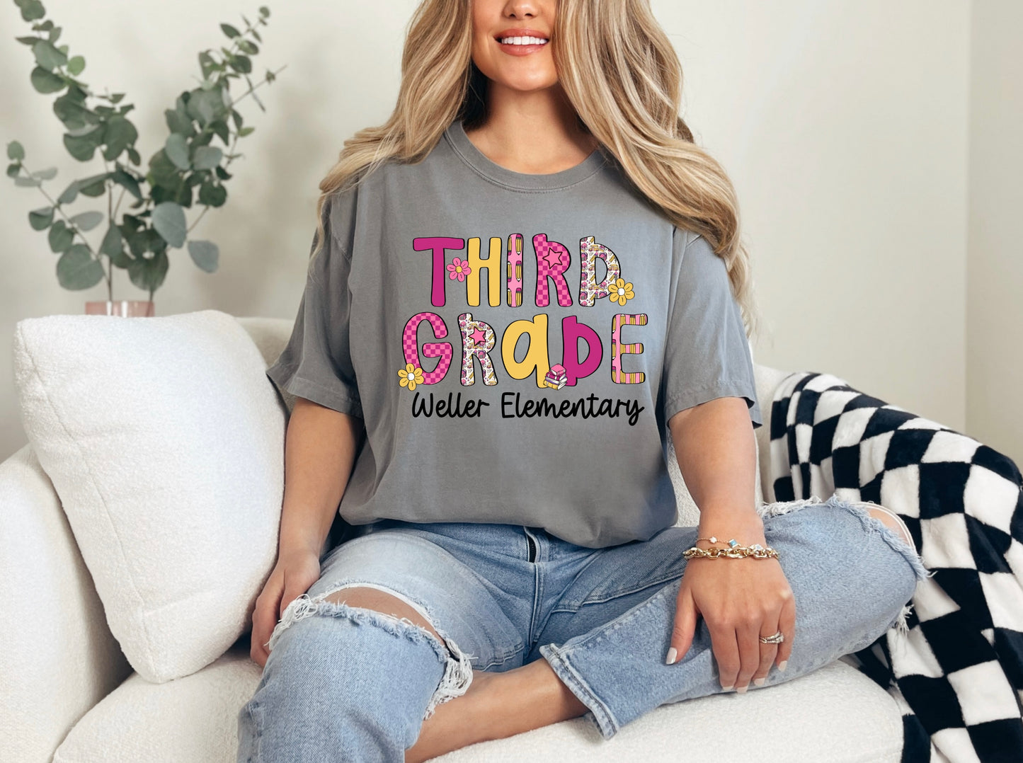 Custom Pink & Yellow Groovy School