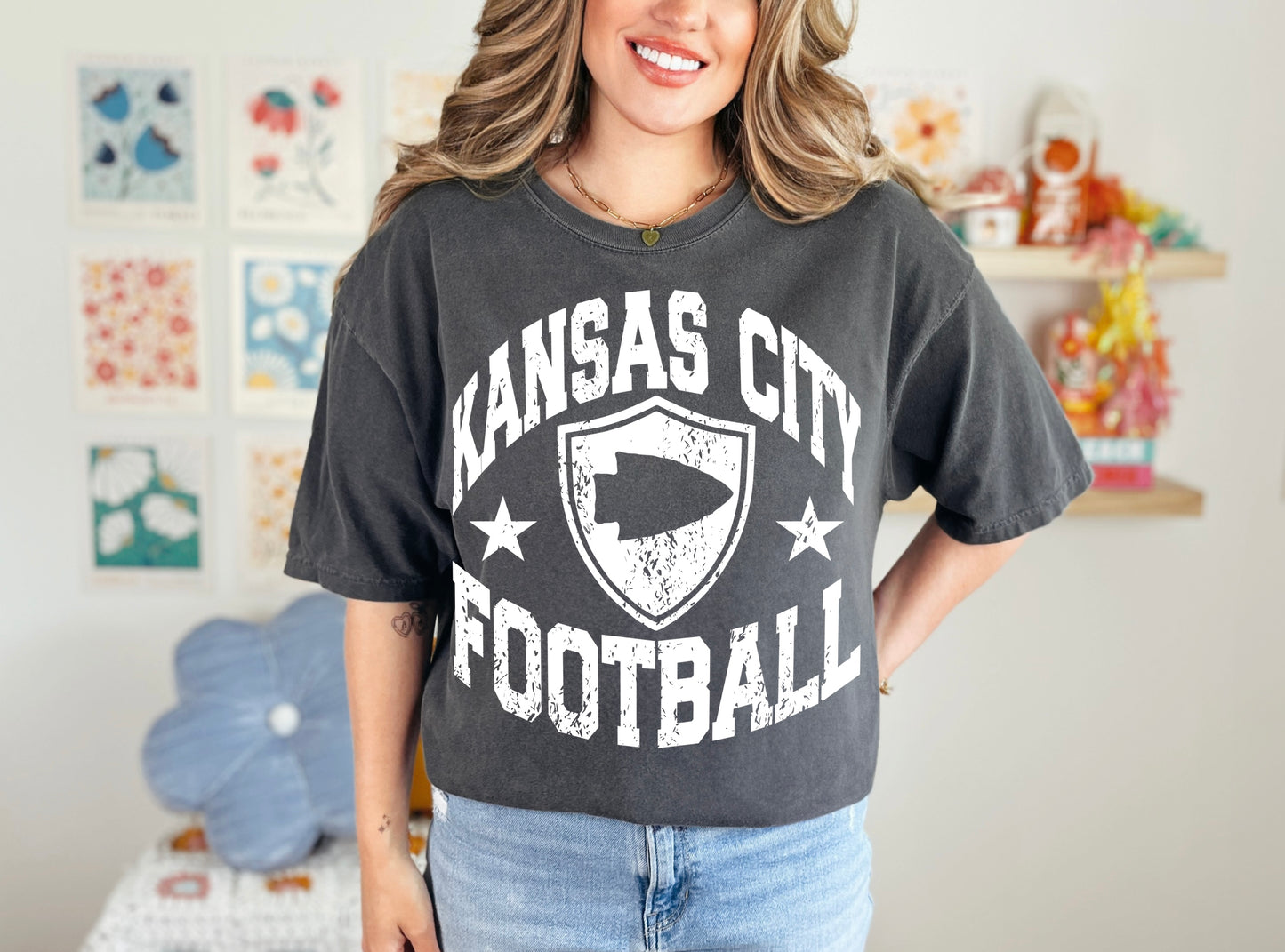 KC Football White Distressed