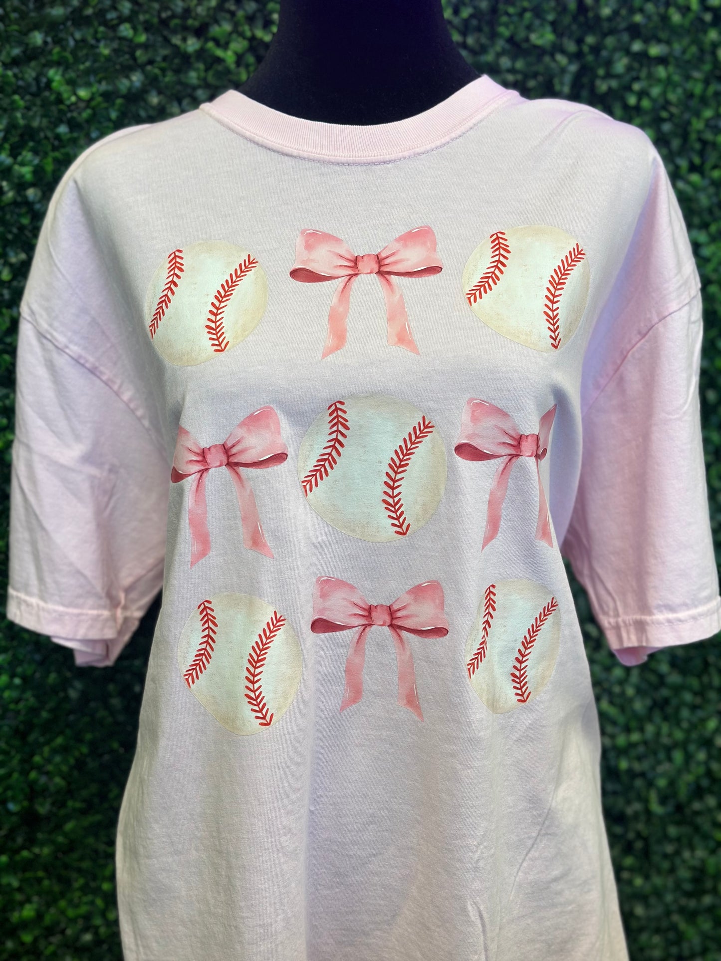 Pink Bows with Baseballs