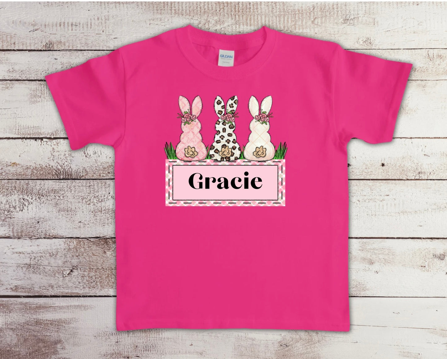 Three Bunnies with Pink Frame - Customized