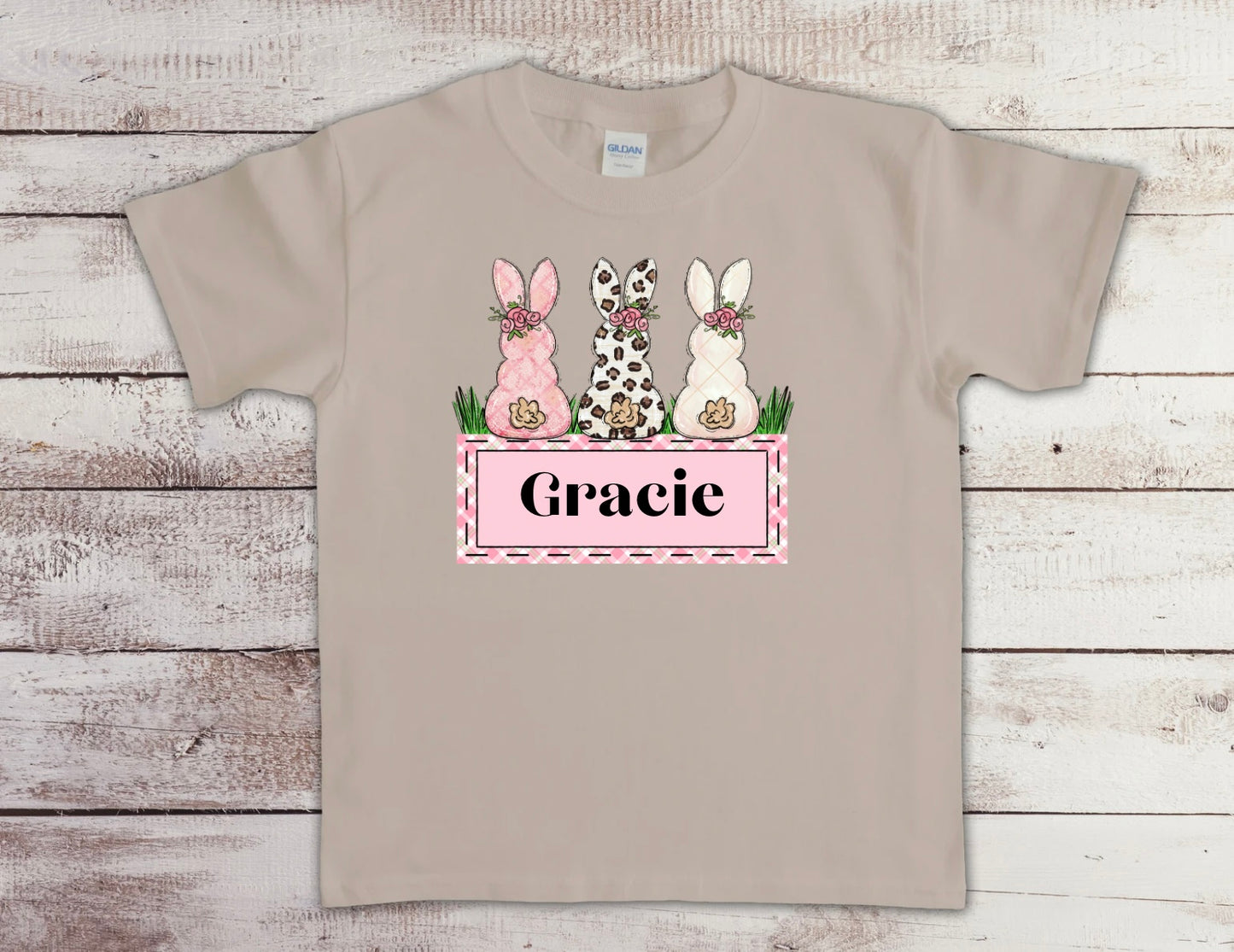 Three Bunnies with Pink Frame - Customized