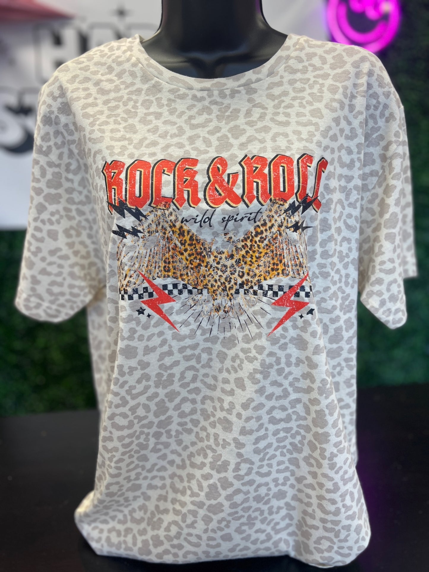 Rock N Roll Eagle Cheetah Tee