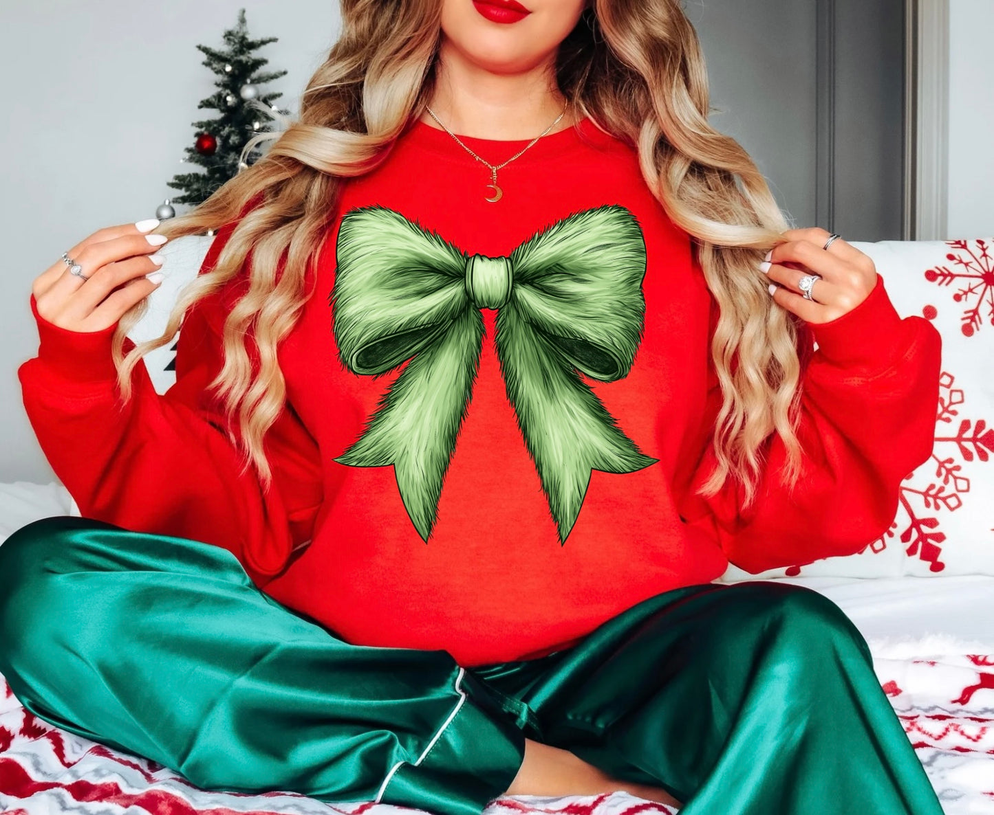 Green Fur Bow