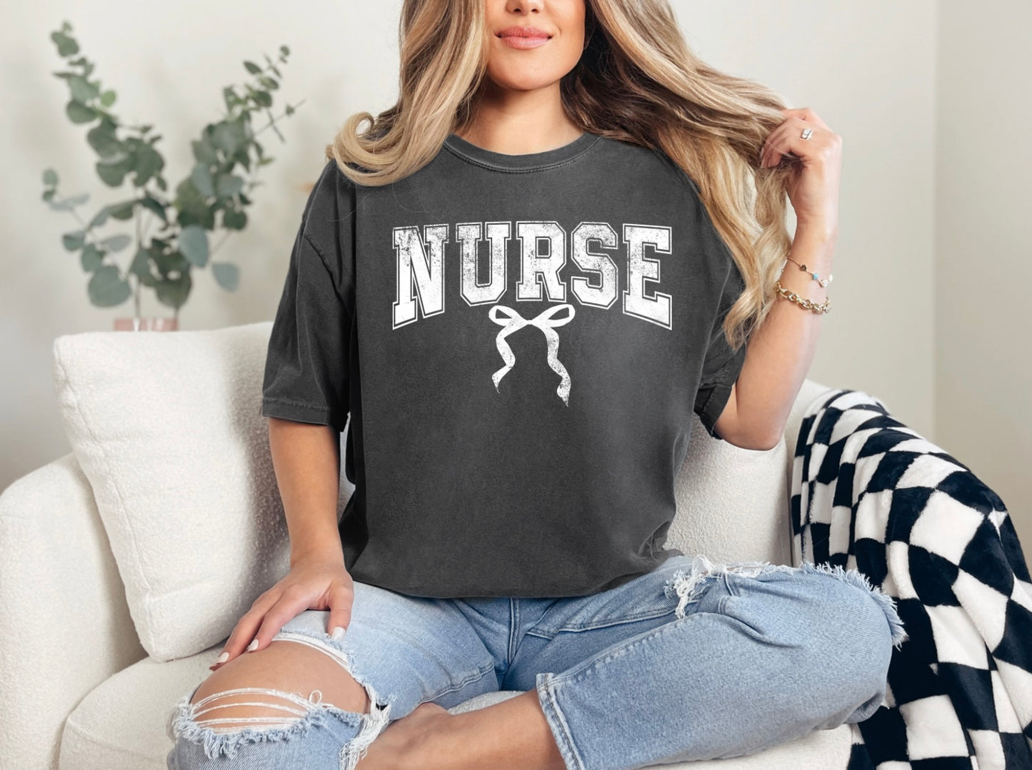 Nurse - White Distressed Bow