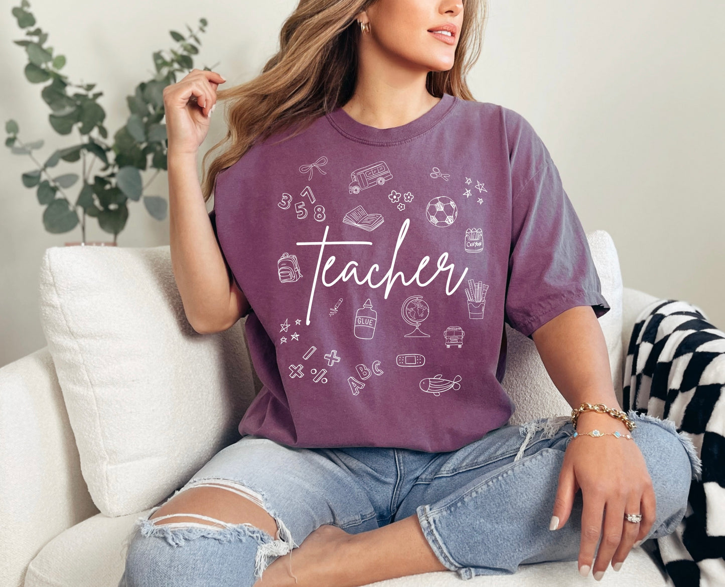Teacher Doodle White