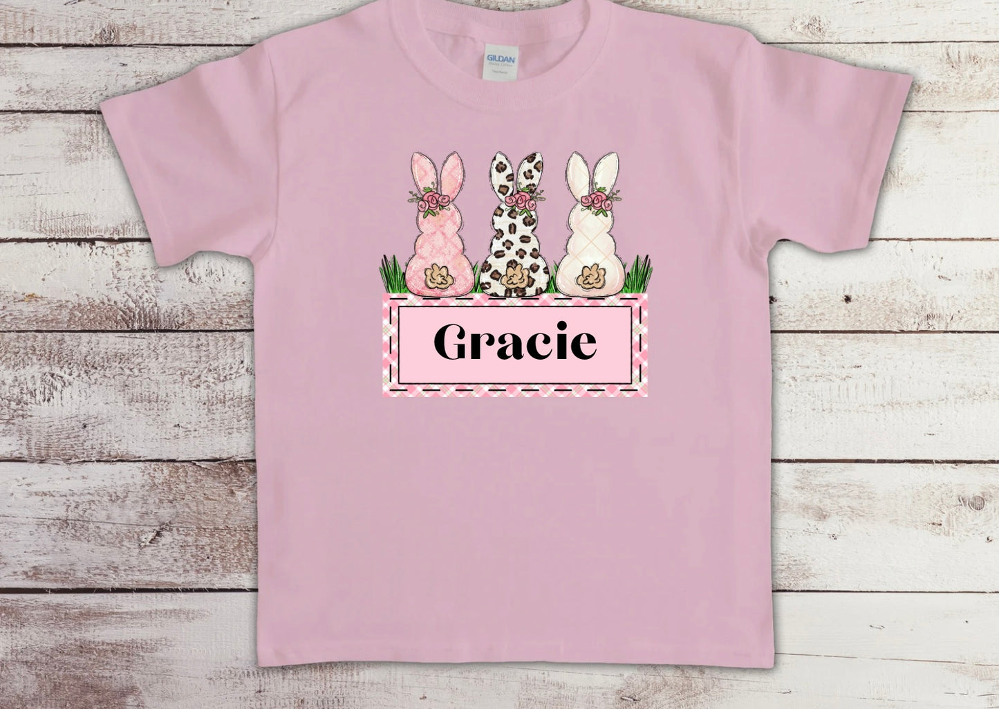 Three Bunnies with Pink Frame - Customized