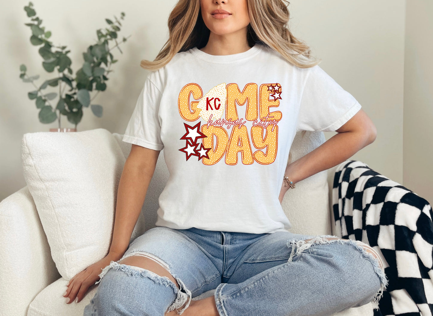 KC Game Day Yellow Polka Dot