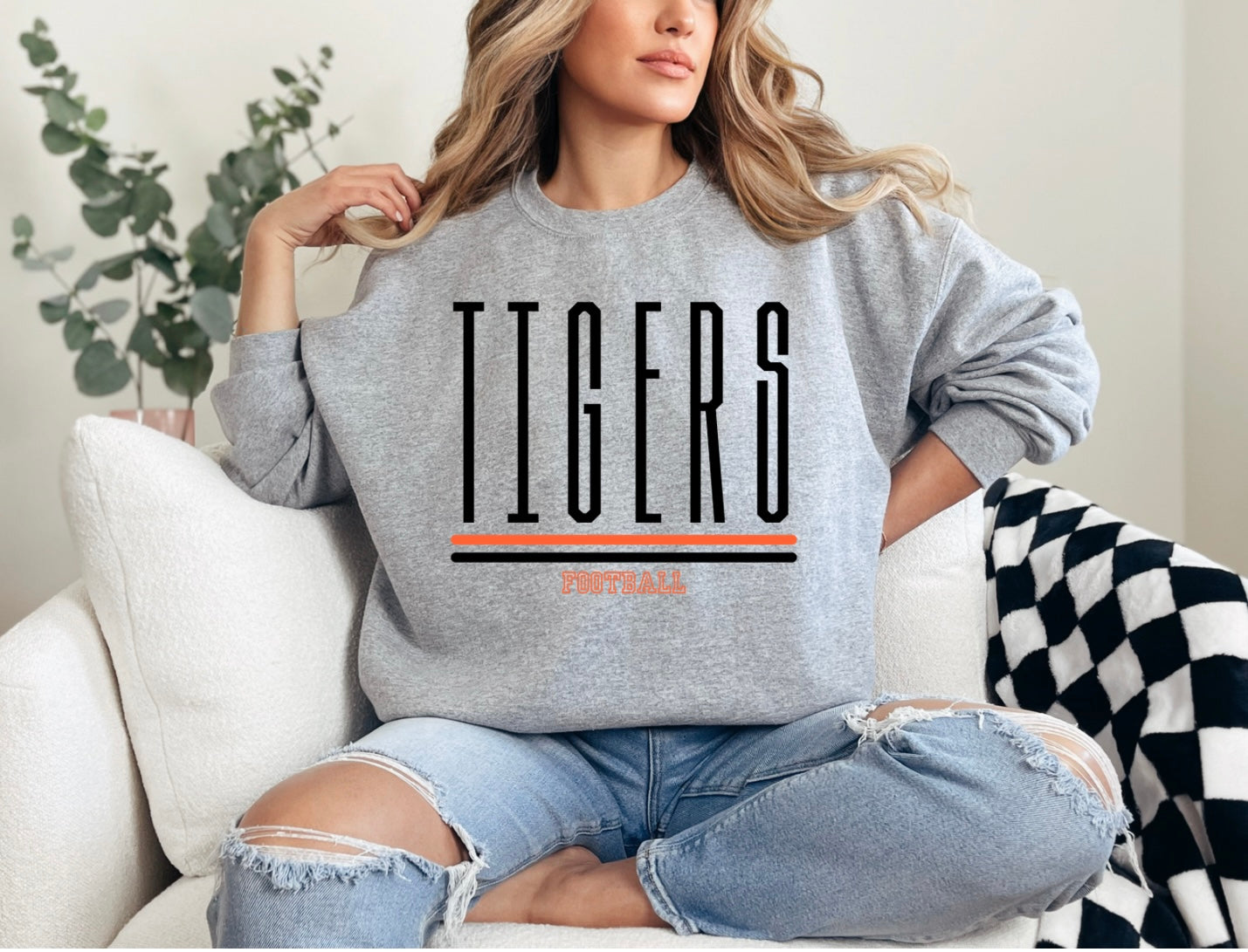 Tigers Football - Orange/Black - Thin Tall Font