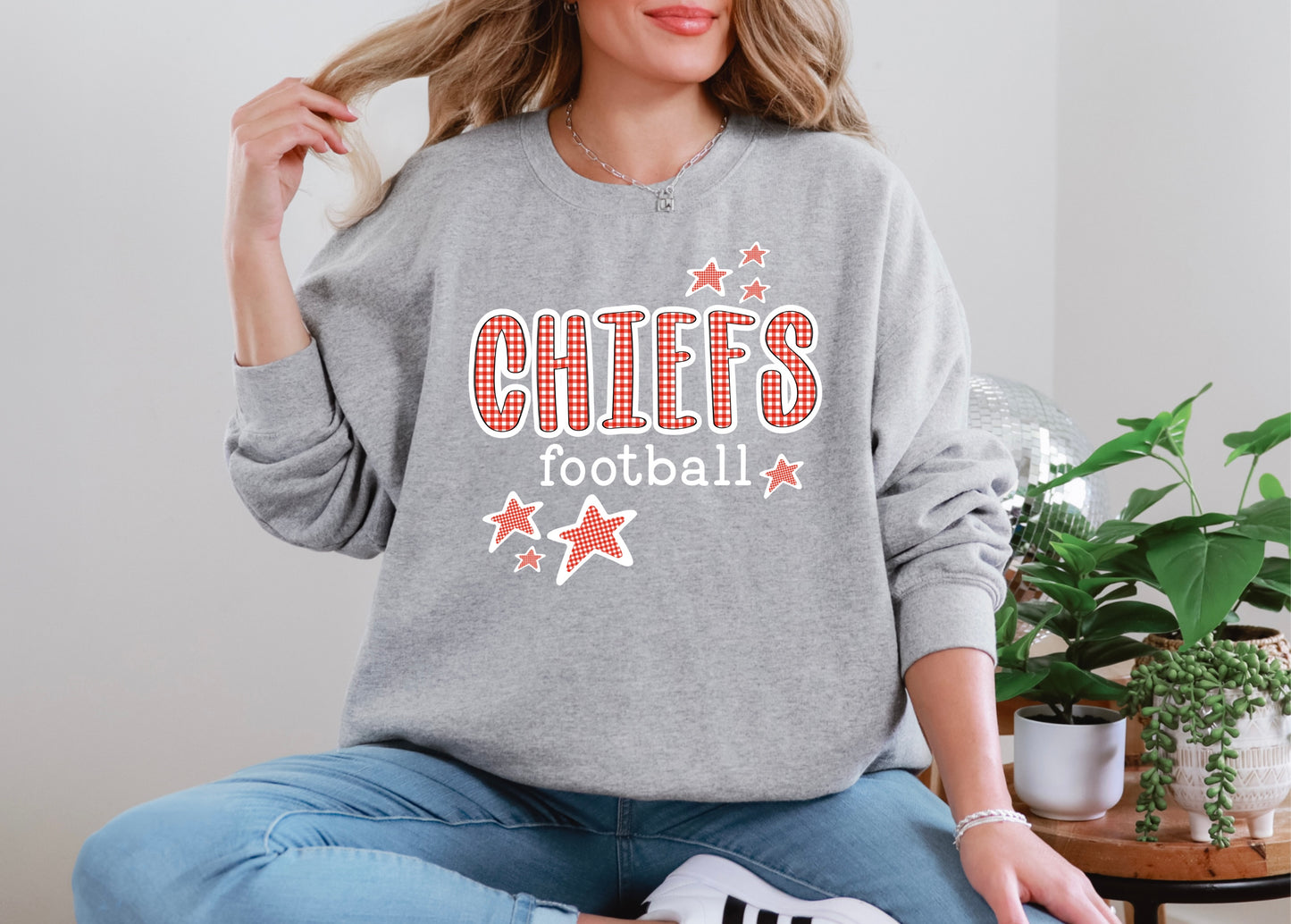Chiefs Football Red Gingham w/ Stars