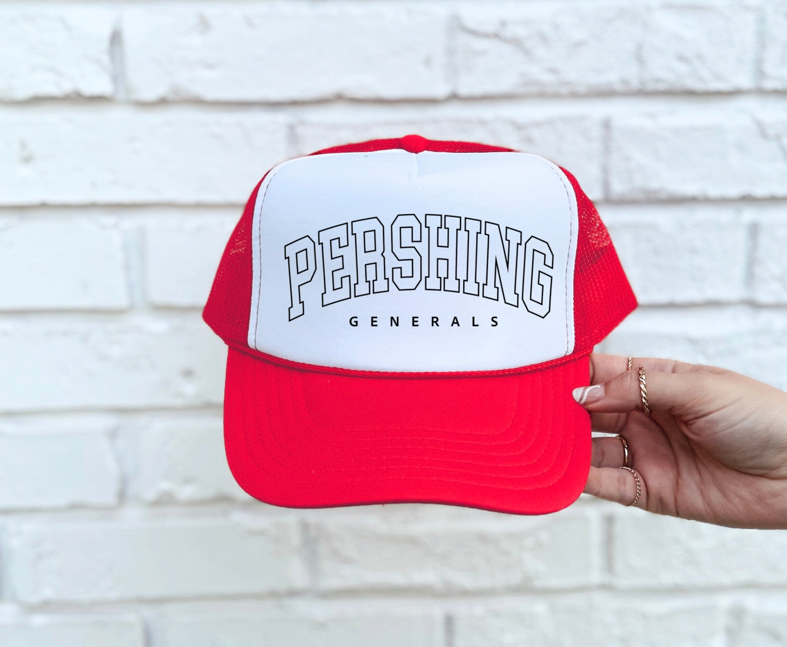 Pershing Outline Trucker Hat – Happy Standard Apparel Co