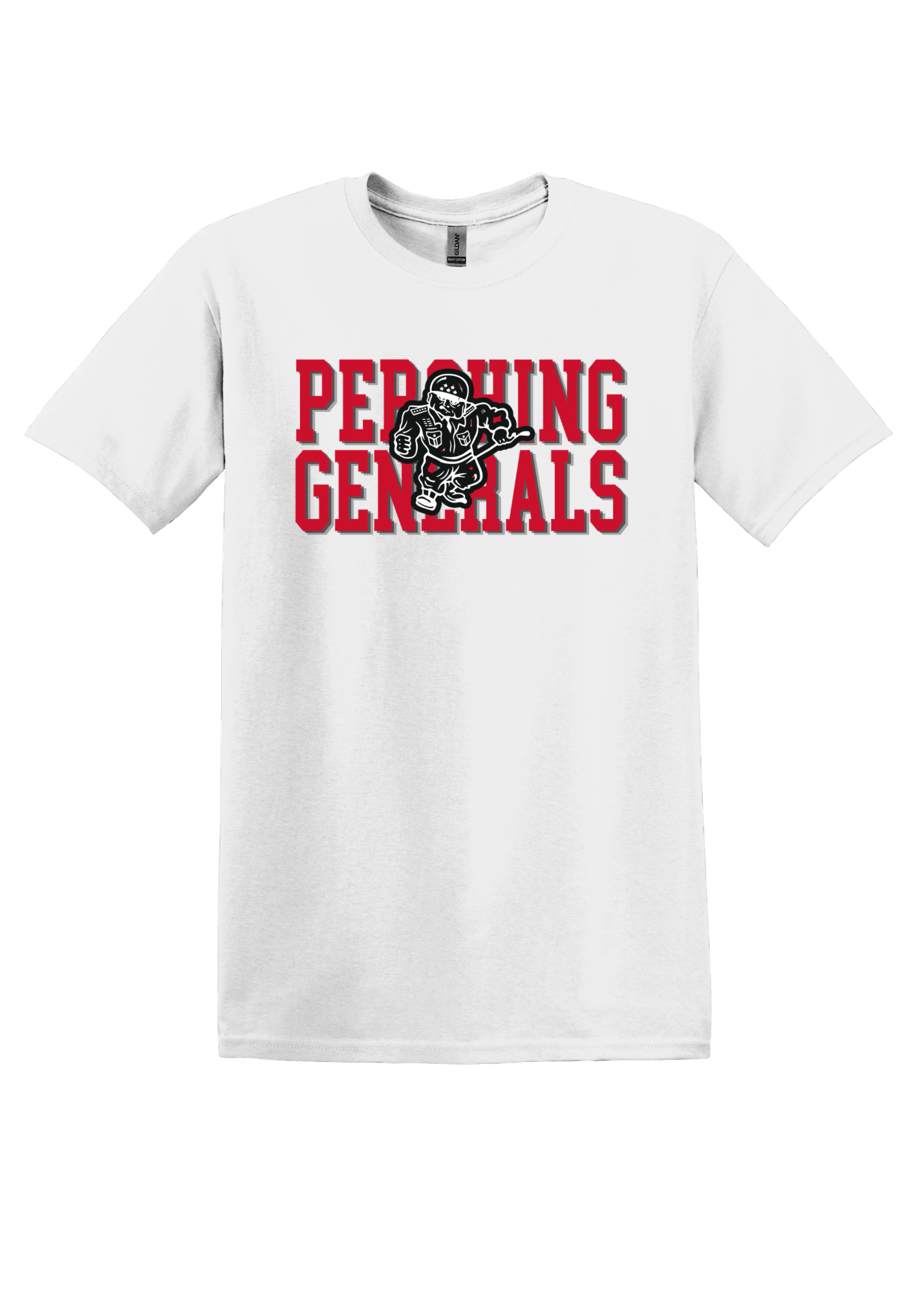 Pershing Generals - Red Font - Adult T-shirt