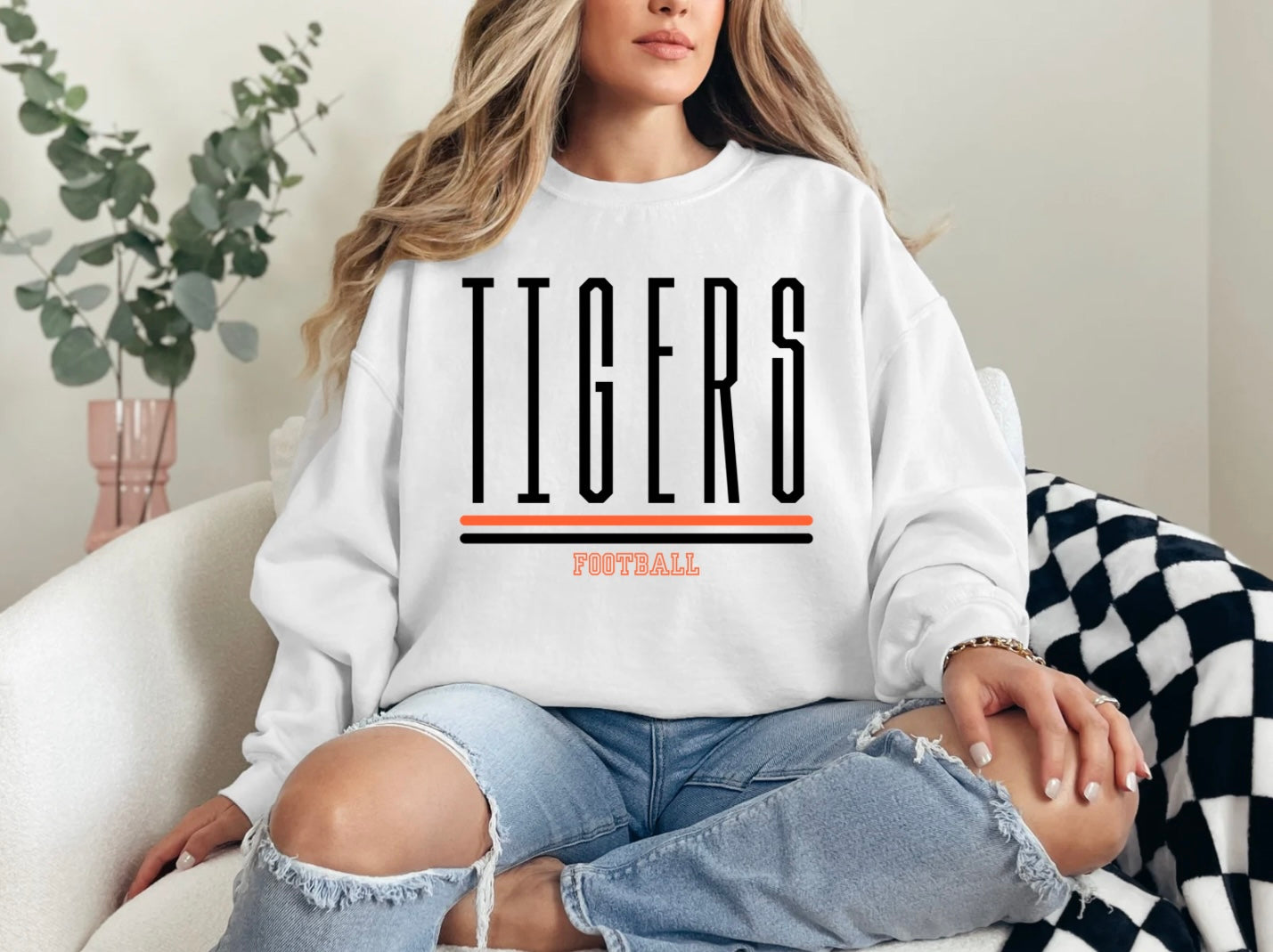 Tigers Football - Orange/Black - Thin Tall Font