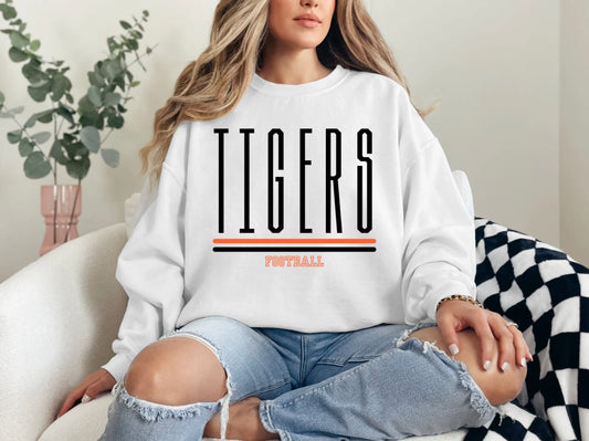 Tigers Football - Orange/Black - Thin Tall Font