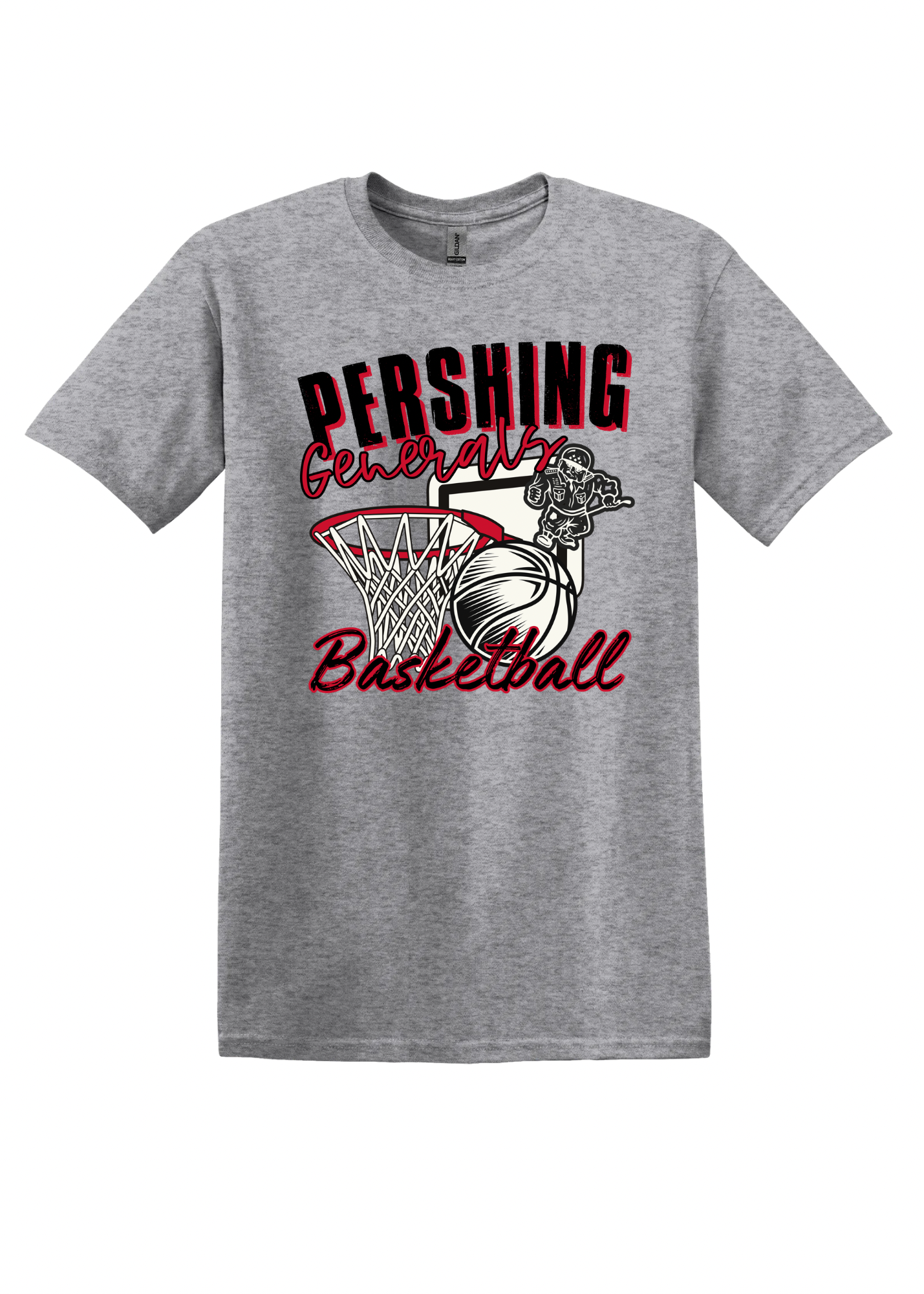 Pershing Generals Basketball- Adult T-shirt