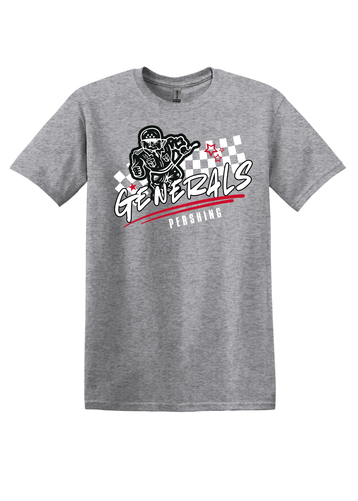 Pershing Checker w/General - Adult T-shirt