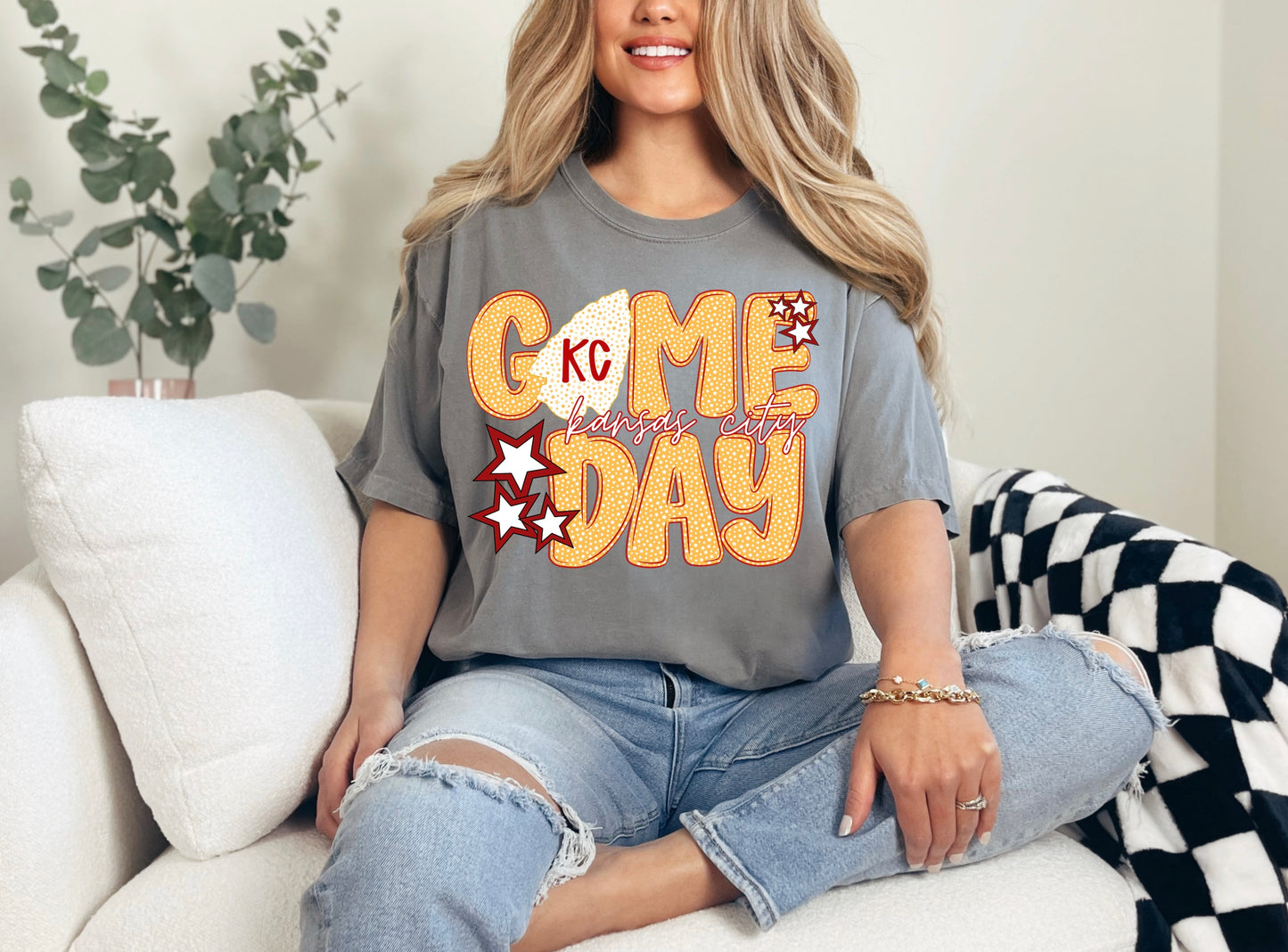 KC Game Day Yellow Polka Dot