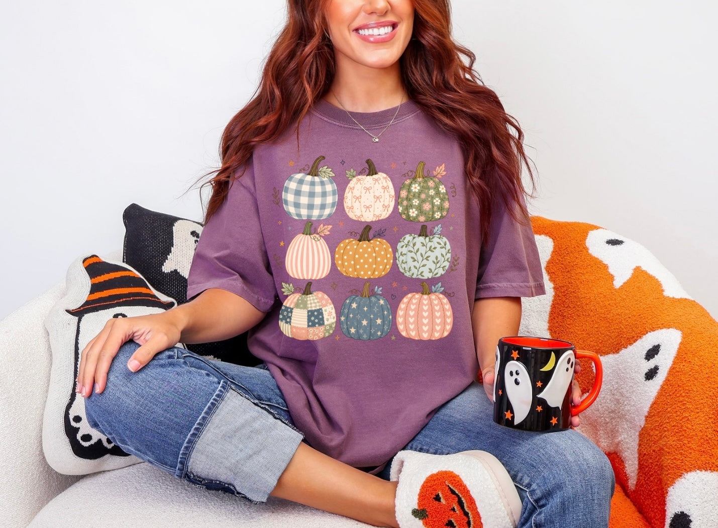 Floral And Gingham Pumpkin Collage