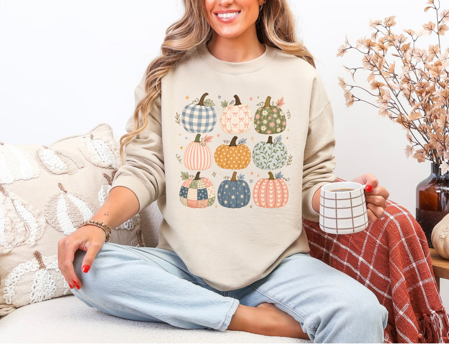 Floral And Gingham Pumpkin Collage