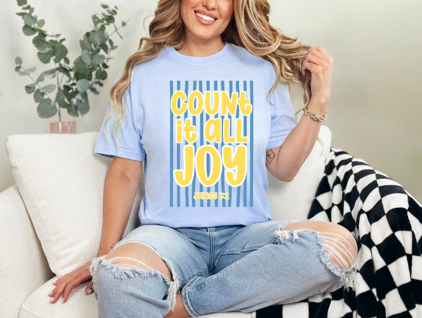 OFC Women's Brunch Tee - BLUE Stripes