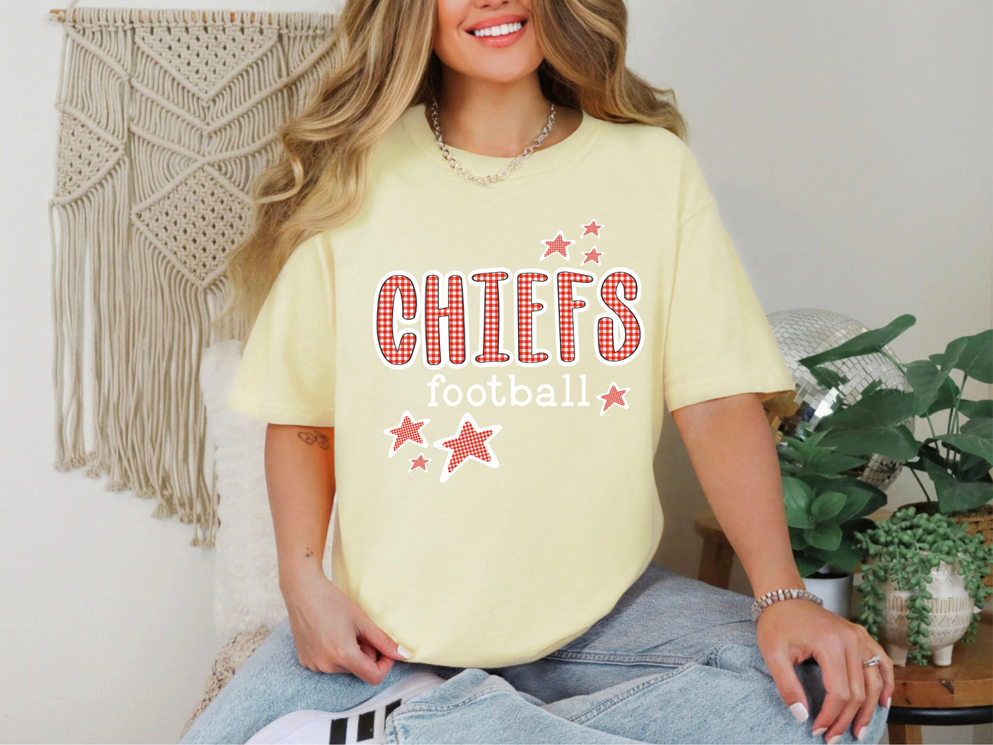 Chiefs Football Red Gingham w/ Stars