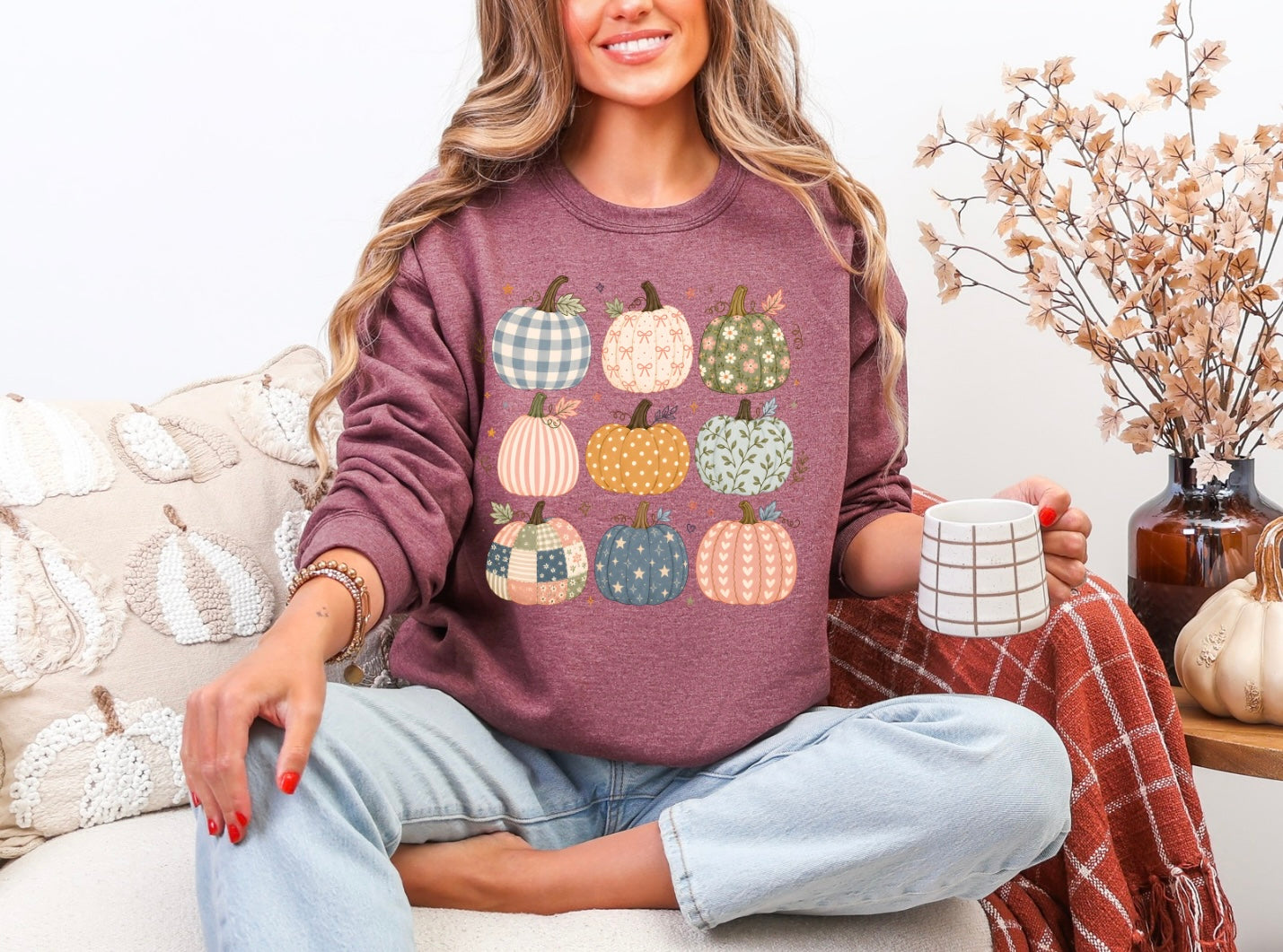 Floral And Gingham Pumpkin Collage