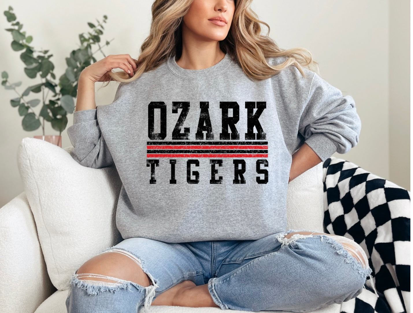 Ozark Tigers - Distressed Stripe Red/Black