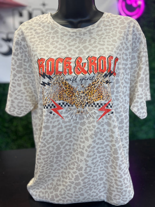 Rock N Roll Eagle Cheetah Tee