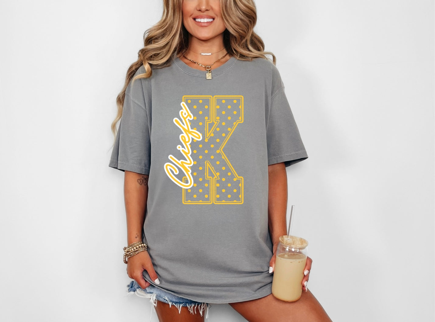 Large K Dot - Gold and White