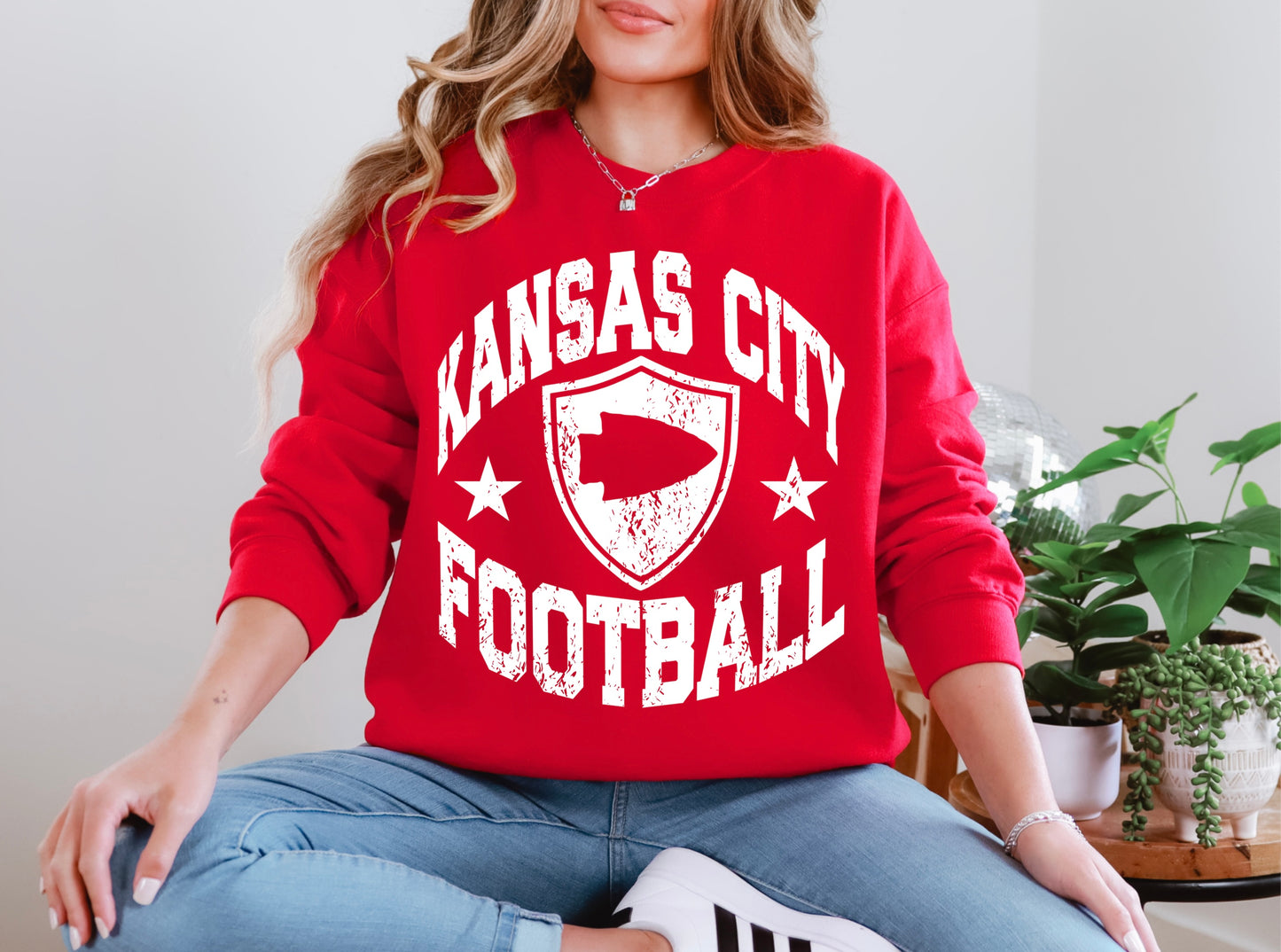KC Football White Distressed