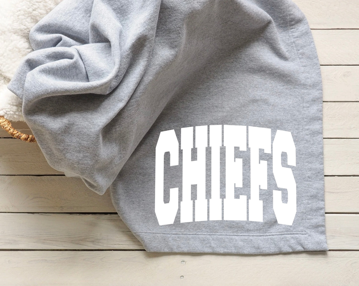 Chiefs White Large Font Blanket