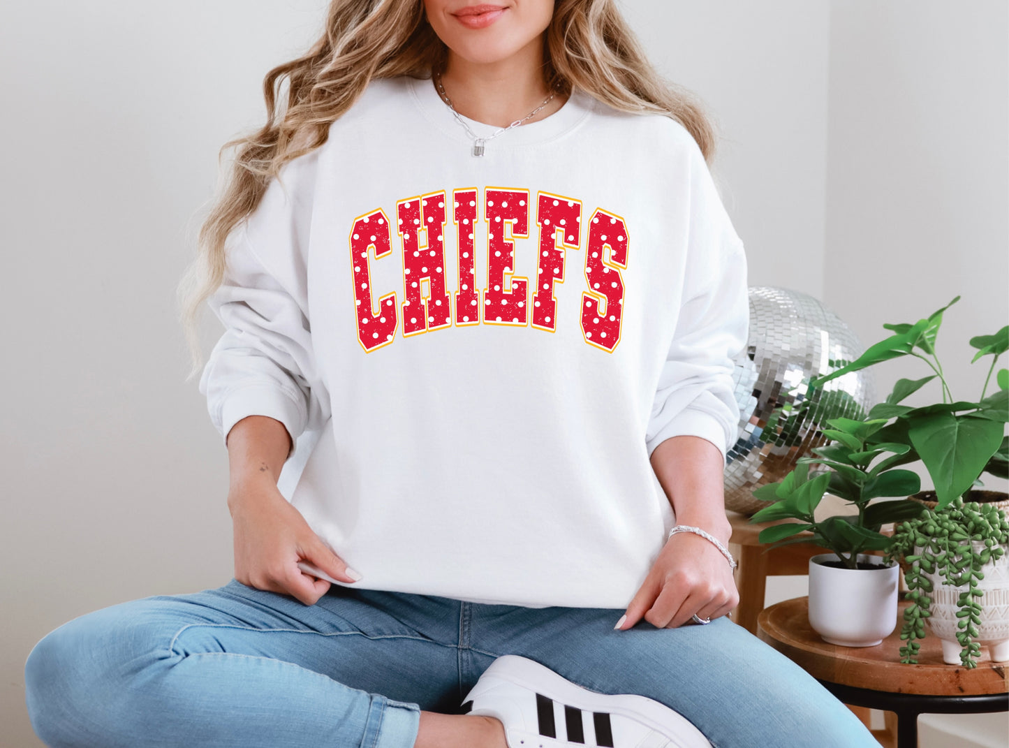 Chiefs - Red/White/Gold Dot distressed