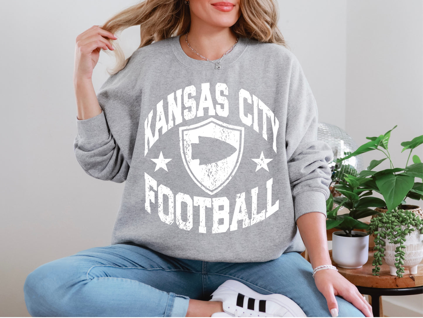 KC Football White Distressed