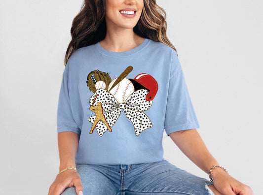 Polka Dotted Baseball Bow