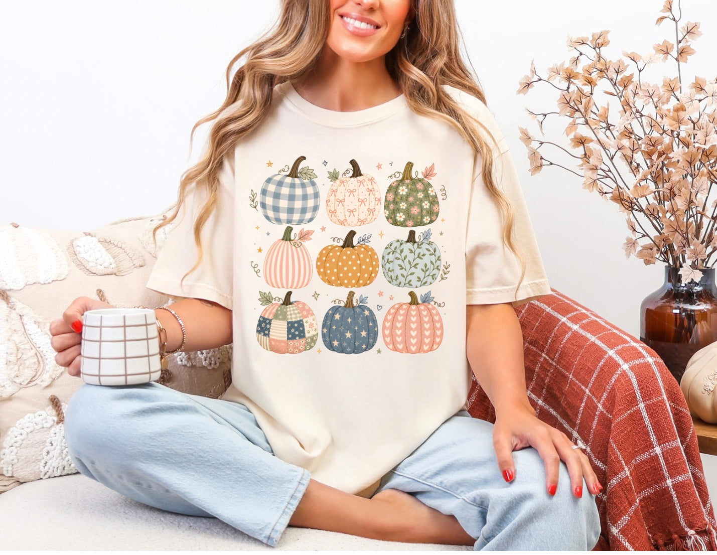 Floral And Gingham Pumpkin Collage