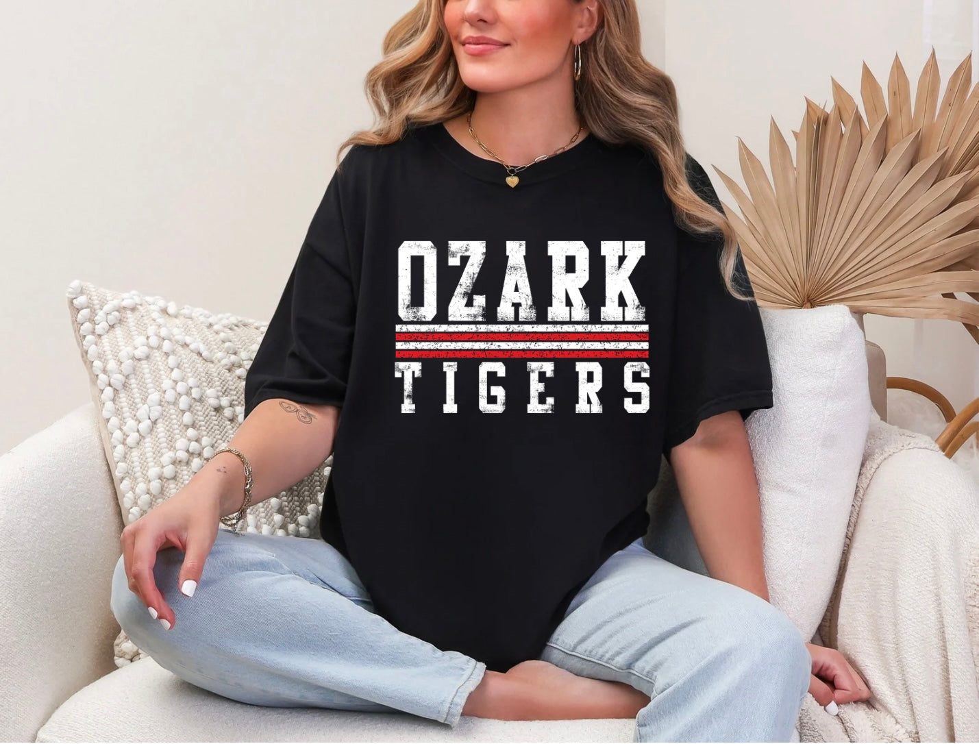 Ozarks Tigers - Distressed Stripes Red/White