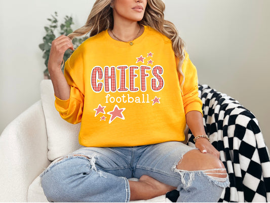 Chiefs Football Red Gingham w/ Stars